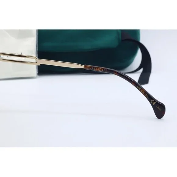 Gucci GG 1104S 002 Aviator Pilot Brown and Gold Sunglasses Brown Lenses NEW - Picture 6 of 6